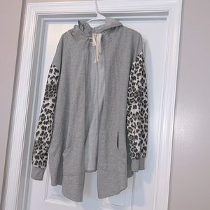 Gray Cat Hooded Cardigan